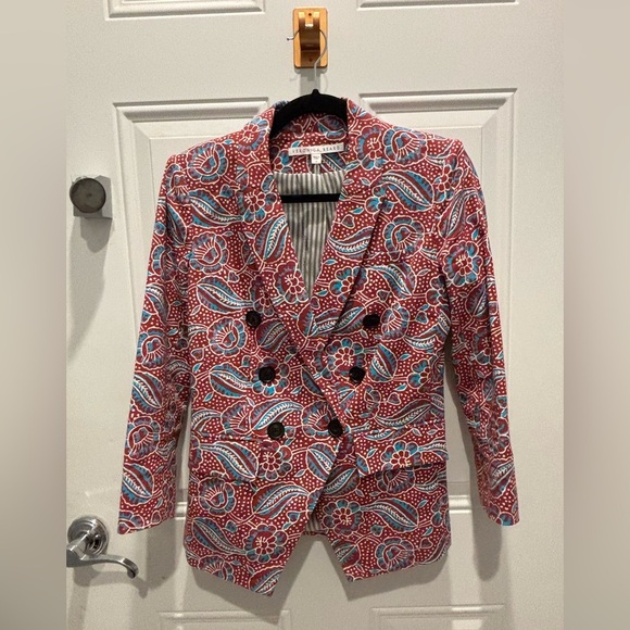 VERONICA BEARD Dickey Honolulu Hibiscus Floral Linen Blazer Jacket Pant set - Picture 7 of 14